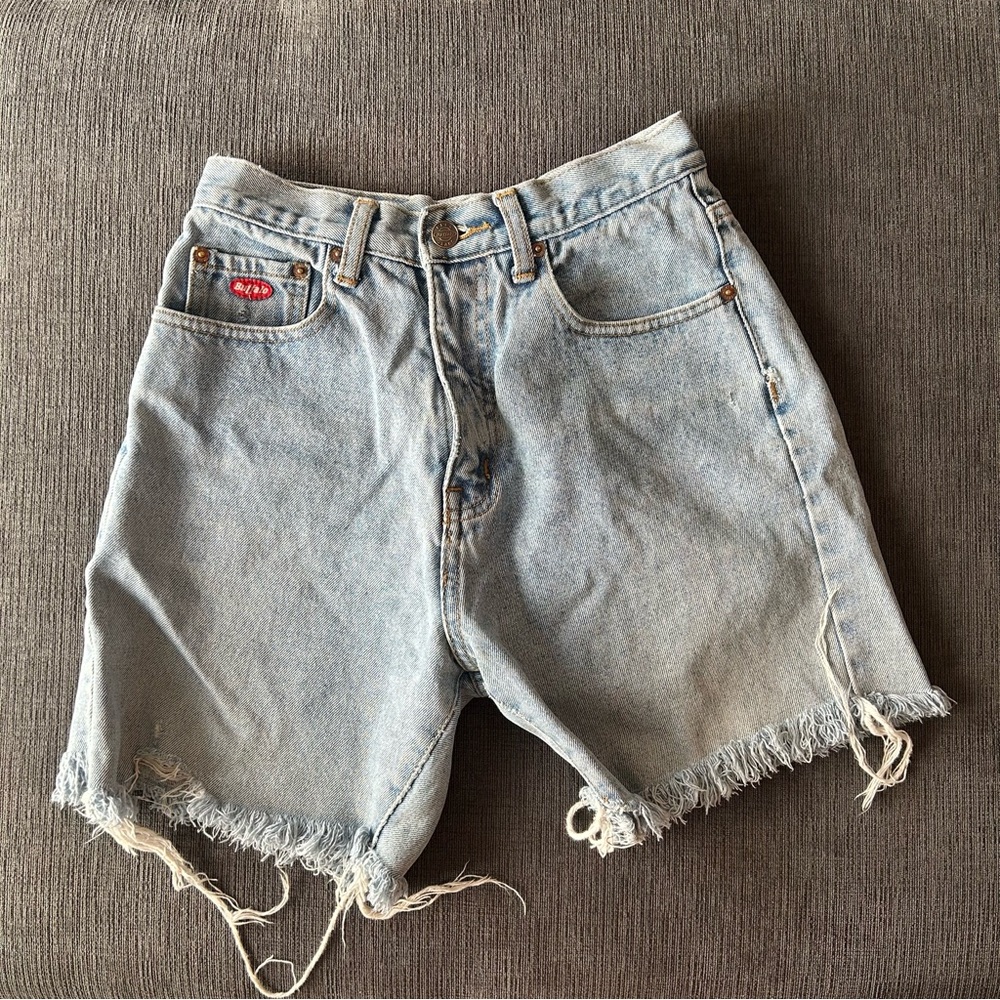 Distressed Light Blue Denim Shorts